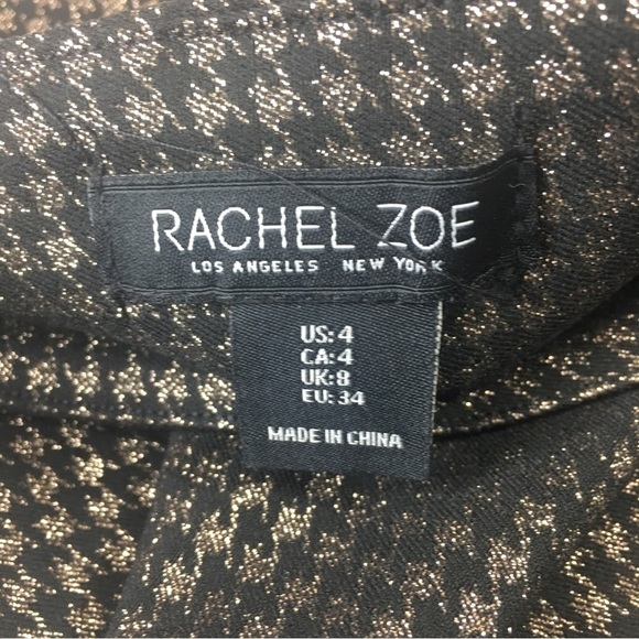 New Rachel Zoe Pants Black Gold Skinny Stretch pants high waist Size 4 - Picture 7 of 9